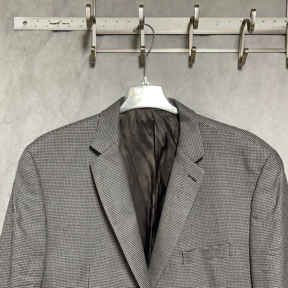 Ralph Lauren Blazer Men 52L Gray Houndstooth Blue Label Silk Wool Flannel Luxury
